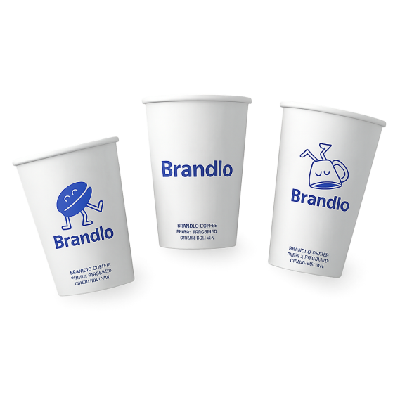 Individuelle Kaffeebecher Individuell bedruckte Kaffeebecher aus Pappe mit Brandlo Logo – Gastronomiebedarf ab 3000 Stück.